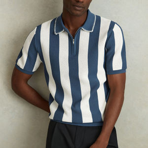 OEM personalizado de los hombres de verano informal de manga larga de pana bordada para la camisa de patrón sólido cremallera camiseta ODM suministro - Product Image 1