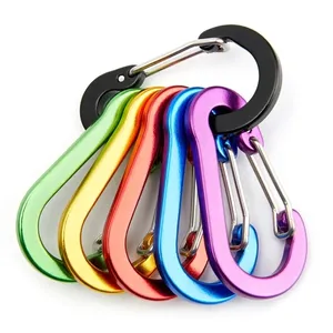 1 Uds. Mosquetón de aluminio D-Ring llavero <span class=keywords><strong>Clip</strong></span> gancho a presión mosquetón Camping llavero 8 colores - Product Image 2