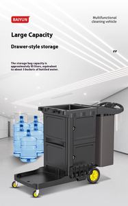 कारखाने प्रत्यक्ष वाणिज्यिक होटल जनक्षेत्रीय सफाई ट्रॉली 4-पहिया 300 एलबी क्षमता इनडोर/आउटडोर उपयोग प्लास्टिक सामग्री कार्ट - Product Image 5