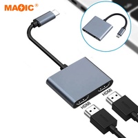 Station d'accueil 4K 30Hz 2 ports multi-écrans Type C Hub adaptateur USB C vers double HDMI