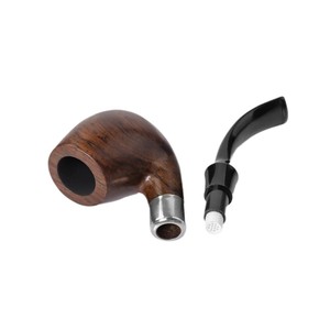MUXIANG Wooden Smoking Pipe Bent Type 9mm Filter Tobacco Pipe Solid Wood Handmade Pipe - Product Image 5