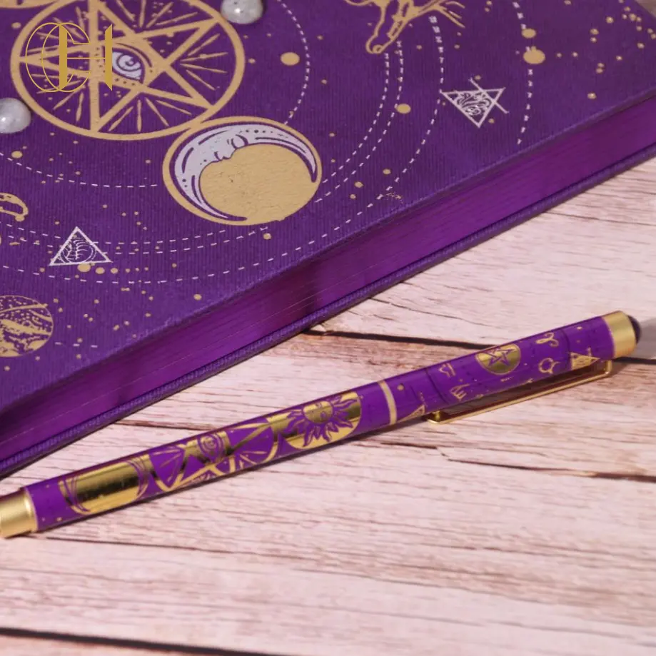 2023 nouveau stylo à bille à la mode ensemble intention de guérison Tarot pièce stylo signatural avec cristal sur le dessus