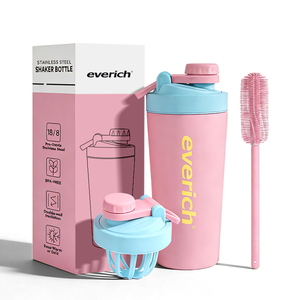 שייקר כושר שקט 20oz/26oz עם כדור ערבול נייח, בקבוק כפול דופן 18/8 304SUS, לאבקת חלבון - Product Image 1