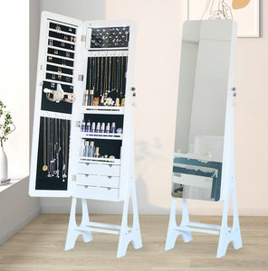Gabinete de almacenamiento de joyas para sala de estar, tocador <span class=keywords><strong>con</strong></span> <span class=keywords><strong>espejo</strong></span> de pie, <span class=keywords><strong>espejo</strong></span> de cuerpo entero, gabinete de almacenamiento de joyas móvil - Product Image 4