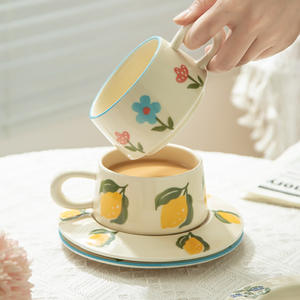 Juego de Taza y Platillo de Cerámica con Diseño de Limón y Decoración Subesmaltada para Uso Doméstico y Regalos, Primavera 2025, Origen Chaozhou - Product Image 4