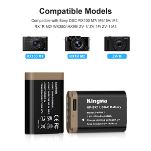 <span class=keywords><strong>Batterie</strong></span> rechargeable USB-C KingMa <span class=keywords><strong>NP</strong></span>-<span class=keywords><strong>BX1</strong></span> pour appareil photo <span class=keywords><strong>Sony</strong></span> RX100 ZV-1, <span class=keywords><strong>batterie</strong></span> de remplacement Li-ion 1120 mAh - Product Image 3