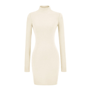 <span class=keywords><strong>Robe</strong></span> côtelée à col montant pour femme, <span class=keywords><strong>robe</strong></span> <span class=keywords><strong>longue</strong></span> <span class=keywords><strong>moulante</strong></span> à manches longues, robes de soirée en tricot coupe ajustée - Product Image 5