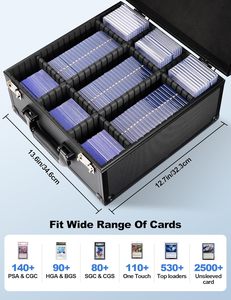 Scatola porta carte in alluminio per carte graduate, contiene oltre 170 slab GMA e oltre 680 toploader, contenitore riutilizzabile a 4 file per carte sportive 3x4 da 35pt - Product Image 5