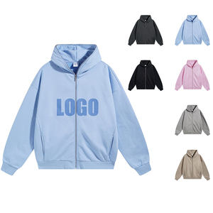 Sudadera con Capucha de Alta Calidad, Clásica, Lisa, Teñida, con Cierre Completo, 430 g/m², Gruesa, de Poliéster/Algodón, Estilo Urbano Otoñal, Unisex - Product Image 1