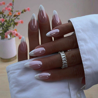 Faux ongles classiques français électroplaqués à bord blanc, fabriqués en série, haut de gamme et prêts à poser