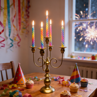 Candélabre doré, support à bougies de 15,3 pouces de haut, chandelier en métal à 5 bras, centre de table, décoration de mariage, bougies coniques