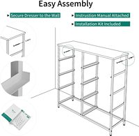 Conteneurs de rangement avec 8 tiroirs boîtes en tissu cadre en acier robuste et armoire de rangement en bois articles ménagers