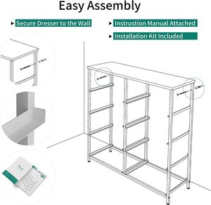 Contenedores de almacenamiento con 8 cajones, cajas de tela con marco de acero resistente y armario de almacenamiento superior de madera, artículos para el hogar - Product Image 6