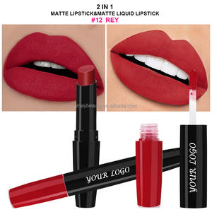 2 en 1 Kit de maquillage pour les lèvres Vente en gros Personnalisé Moist Lipgloss Waterproof Soft Nude Vegan Smooth Creamy Matte Lipstick - Product Image 6