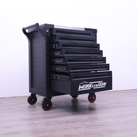 En promotion : Chariot à outils métallique noir OEM à 7 tiroirs pour atelier de réparation automobile, avec 2 freins