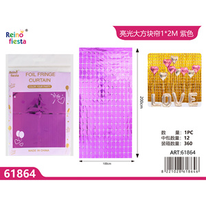 Tenda all'ingrosso della frangia della lamina viola 1x2M Tinsel tenda per le feste di ringraziamento di nuovo agli eventi della scuola - Product Image 1