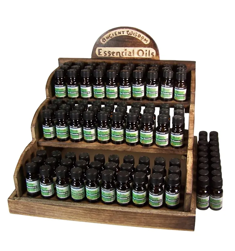 Fragrance Essential Oil Counter Top Wooden Display Rack