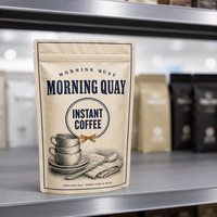 Sachet d'emballage personnalisé pour café instantané, scellé sur trois côtés, pochette verticale, qualité alimentaire, résistant à l'humidité, vente en gros