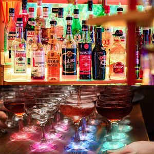 Custom Embossed LED Plastic <b>Sticker</b> Wine Bottle Light Cups Coasters Battery Operated Reusable Durable Ramadan Graduation Party - Product Image 3