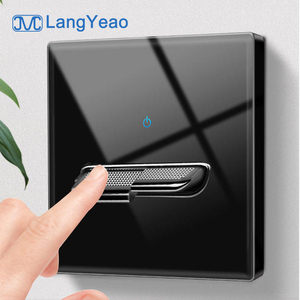 Langyeao 1/2/3/4gang cổ điển lật tự đặt lại kính cường lực nút nụ cười công tắc và ổ cắm piano với đèn báo LED - Product Image 1