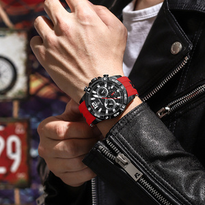 Montres pour hommes Poedagar, nouvelle mode, chronographe étanche, <span class=keywords><strong>calendrier</strong></span>, quartz, bracelet en silicone de luxe, montre lumineuse pour hommes - Product Image 4