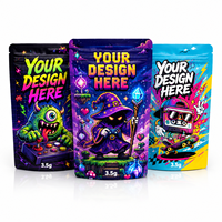 Sachet Mylar personnalisé 3,5g anti-odeur ZA Pack Arcade Monster Pixel Wizard Cassette Skater Cartoon Packaging