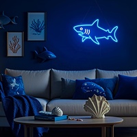Enseignes néon personnalisées en forme de requin, lumière LED dimmable, étanche IP54, décoration murale animale avec alimentation USB, contrôle Bluetooth pour voiture et bâtiment