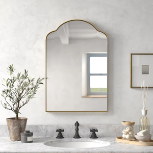 Gold Glam Scalloped <strong>Tall</strong> <strong>Arched</strong> Metal Wall Mounted <strong>Mirror</strong> Room Decor Wall <strong>Mirror</strong> Sophisticated Accent <strong>Mirror</strong> for Decor - Product Image 1