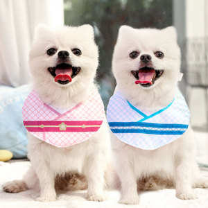 Bavoir pour animaux de compagnie double face rose et bleu à imprimé dessin animé pour petits et moyens chiens, accessoire printemps-été-automne - Product Image 5