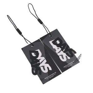 Hiện Đại Ngày Đen quần áo treo thẻ <span class=keywords><strong>Paris</strong></span> lấy cảm hứng từ thương hiệu sang trọng thiết kế logo dập nổi văn bản màu trắng giấy treo Tag cho hàng may mặc - Product Image 1