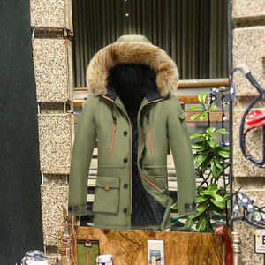 Chaqueta de Forro Polar de Nailon Recubierto Ecológico Informal para Hombre al por Mayor, Otoño Invierno, Cuello Camisero Regular, Cierre de Cremallera Frontal con Logotipo - Product Image 3