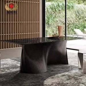 HJ HOME High Quality Rectangular Art Solid Wood Dining Table Restaurant Marble Table Customized Luxury Table for 6 8 People - Product Image 2