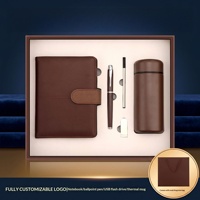 Set Hadiah Promosi Bisnis: Notebook Kulit Grosir dengan Pulpen Logam Isi Ulang dan Mug Vakum Terisolasi