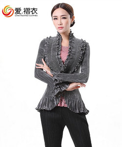 Nuevo Producto manga plisado Casual Cardigan traje de abrigo para las señoras - Product Image 4