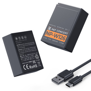 Batterie d'appareil photo K&F Concept 1050mAh pour <span class=keywords><strong>Fujifilm</strong></span> NP-W126/S, lot de 2 batteries, compatibilité totale, charge directe Type-C, indicateur LED - Product Image 1
