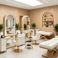 Solution tout-en-un : table de maquillage personnalisée avec miroir LED, miroir de salon de coiffure, station de maquillage, design moderne, durable et écologique