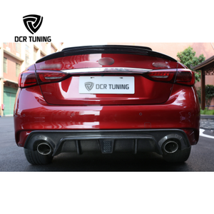 Difusor de Parachoques Trasero de Fibra de Carbono Real con Luz LED para Infiniti Q50 Q50S 2014-2017, Nuevo Diseño - Product Image 1