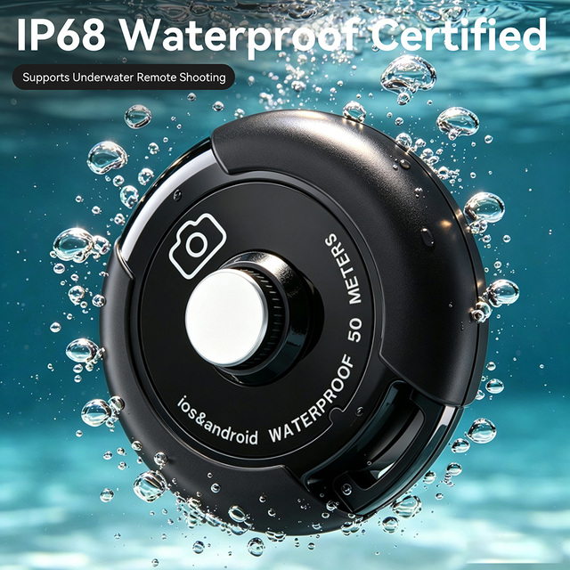 SHELLBOX Universal Selfie Wireless 50 Meter Waterproof Remote Blue-Tooth Controller Camera Shutter Release for Swimming/Diving