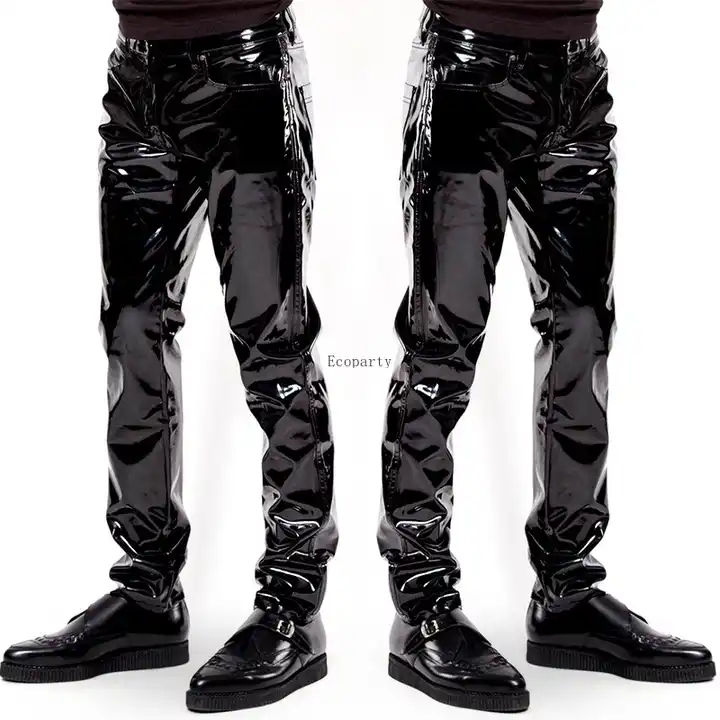 Fashion Mens Black Faux Leather Pants Long Trousers Sexy And Novelty Skinny  Muscle Tights Mens Leggings Slim Fit Tight Men Pant | Fruugo NO