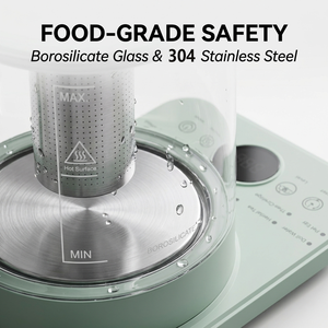 <span class=keywords><strong>Bollitore</strong></span> <span class=keywords><strong>Elettrico</strong></span> Multifunzione per la Salute 1.8L in Vetro Borosilicato <span class=keywords><strong>con</strong></span> <span class=keywords><strong>Infusore</strong></span> e Portauova, Timer Digitale Preimpostato - Product Image 4