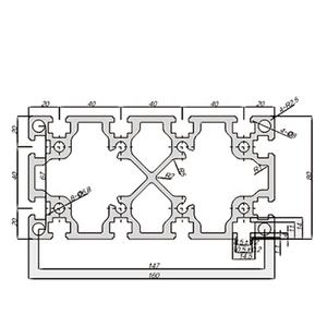 โปรไฟล์การอัดรีดอลูมิเนียม <span class=keywords><strong>T</strong></span>-<span class=keywords><strong>Slot</strong></span> 80160 <span class=keywords><strong>T</strong></span> - Product Image 2