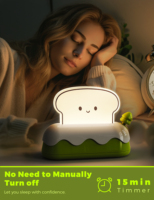ZHILAI Veilleuse LED Moderne Mini Kawaii en forme de grille-pain, RVB, rechargeable USB Type-C, à intensité variable, 3000K, alimentée par batterie, pour chambre à coucher