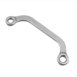 Clé à douille double en forme de C de qualité industrielle, poignée courbée, 12 points, CR-V, nickelé perlé, utilisée pour l'entretien automobile et industriel - Product Image 1