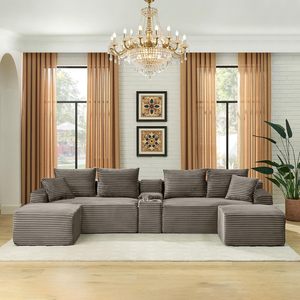 Modern U-shape Vacuum Pack <strong>Sofa</strong> Brown <strong>Cord</strong> Cover Compressed <strong>Sofa</strong> From China - Product Image 3