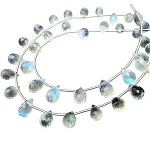 Natural White <b>Drop</b> Shape Moonstone Beads 6x8mm & 8x10mm 8 Inches Strand for Jewelry Making - Product Image 4