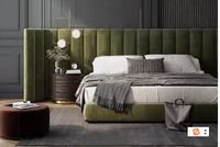 Tête de lit capitonnée en velours rouge, cadre en bois de bouleau, mur incurvé, pour villa de luxe moderne, tailles double, queen et king