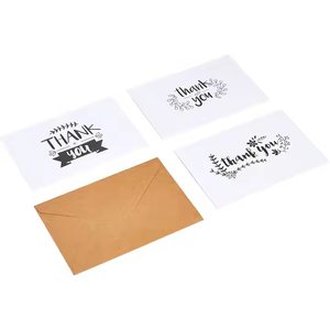 Thank You Cards, Postcards, Diy Content and Envelopes, 48 Counts, Black and White