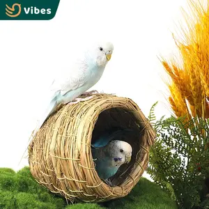 High Quality S M L XL Sizes Natural Handmade Breeding Nest Parrot Grass Woven Bird Nest For Sale