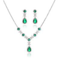 Ensemble élégant de collier et boucles d'oreilles pendantes en cristal, asymétrique, goutte d'eau, zircon, réglable, romantique