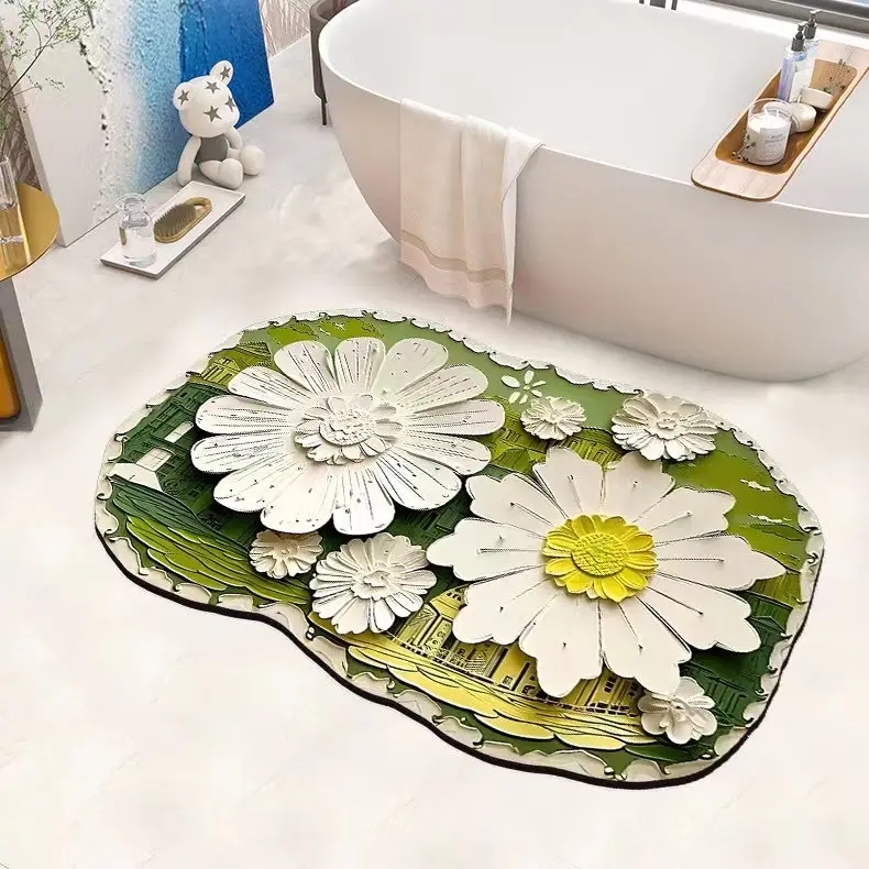 Ensemble de tapis absorbant l'eau pour salle de bain Tapis de porte en caoutchouc Tapis de sol en boue de diatomée Tapis de cuisine antidérapant Tapis de bain en diatomite